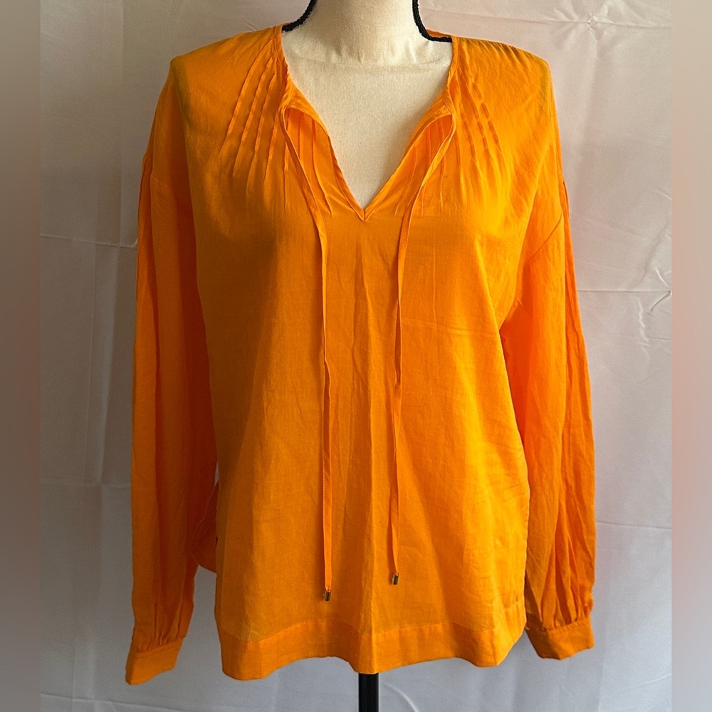 NWT $248 Trina Turk Cape Coral Tie Front Top Blouse, XS, Florida‎ Orange